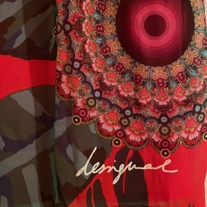 Desigual Red lined floral dress, like new ..